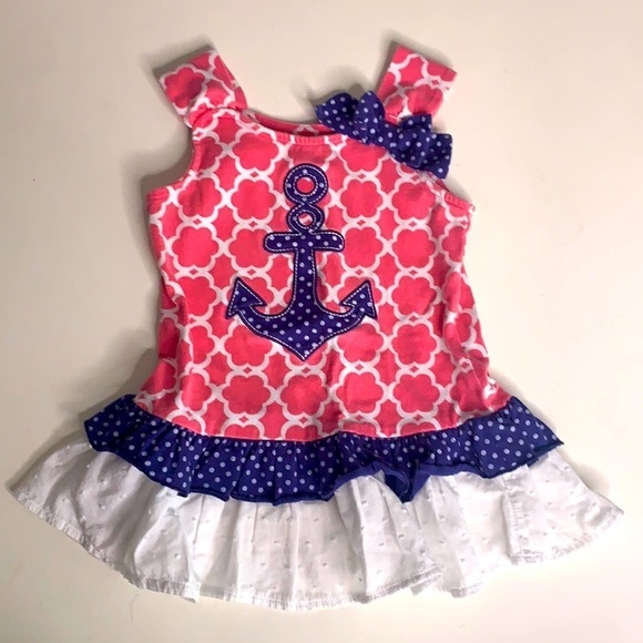 Tunic dress top nautical little sailer casual top little girls size 4 - Picture 1 of 6